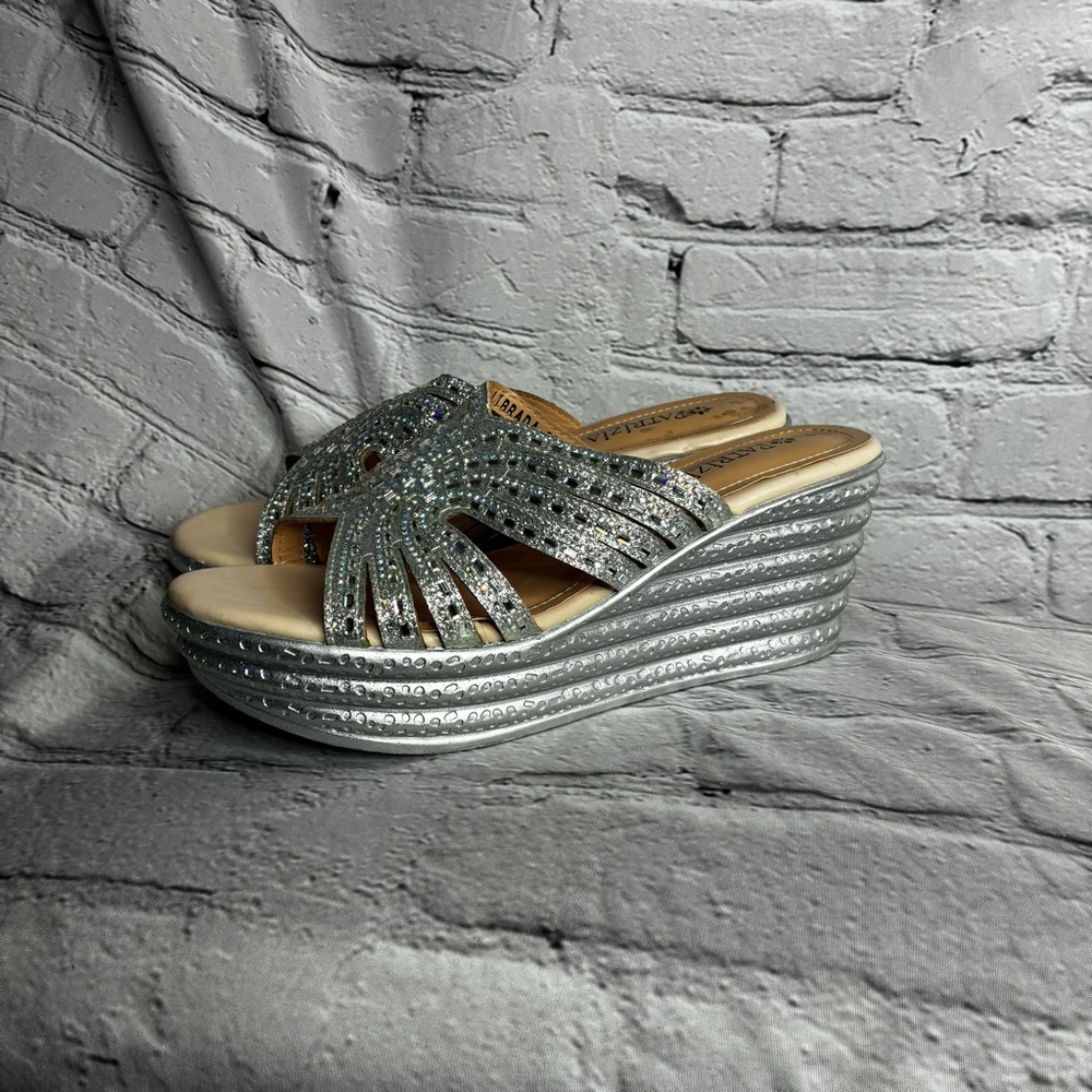 Maximalist Metallic Retro Cyber Disco Glam Chunky Platform Wedge Mule Sandals 39